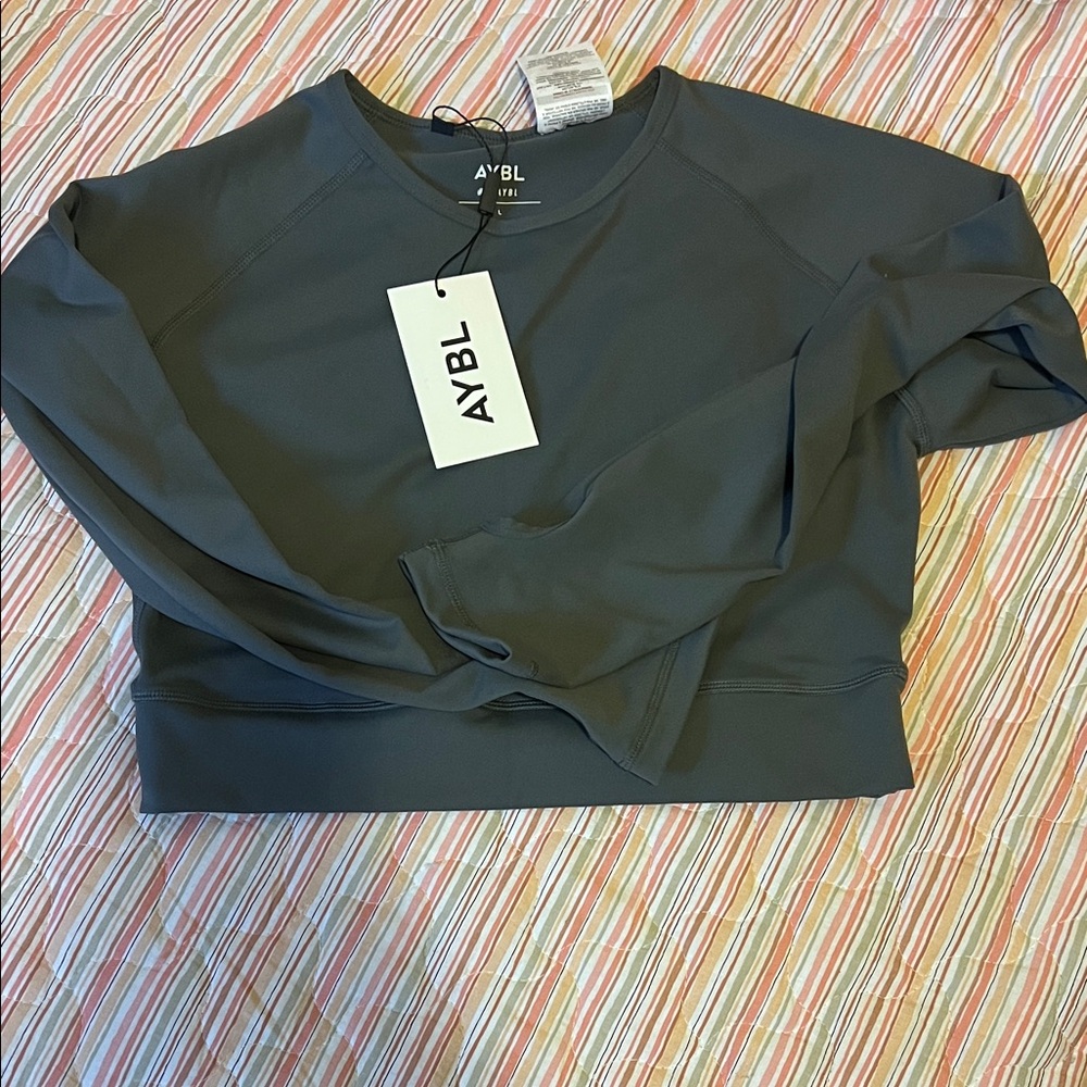 AYBL Women's Charcoal Long Sleeve Crop Top